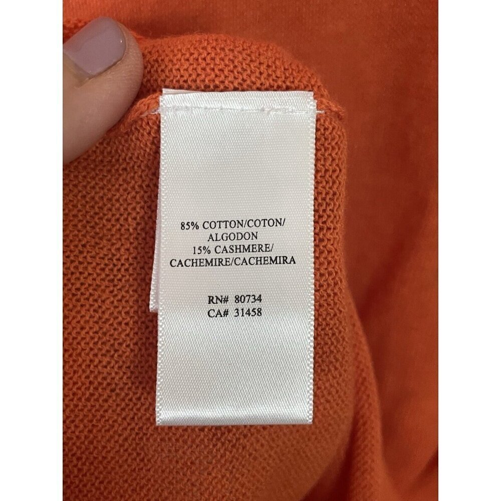 BCBG MaxAzria Women's Cashmere Top Short Sleeve Knit Sweater‎ Orange Sz M Casual - Picture 3 of 4